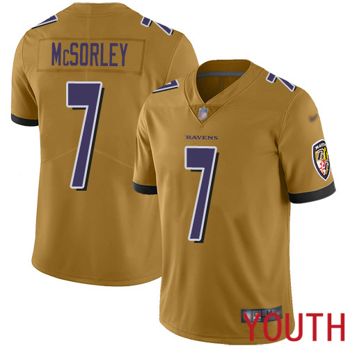 Baltimore Ravens Limited Gold Youth Trace McSorley Jersey NFL Football #7 Inverted Legend
